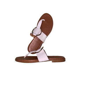 COACH AND FOUR White & Gold Buckle‎ Thong Sandal Flip Flop Women 8.5